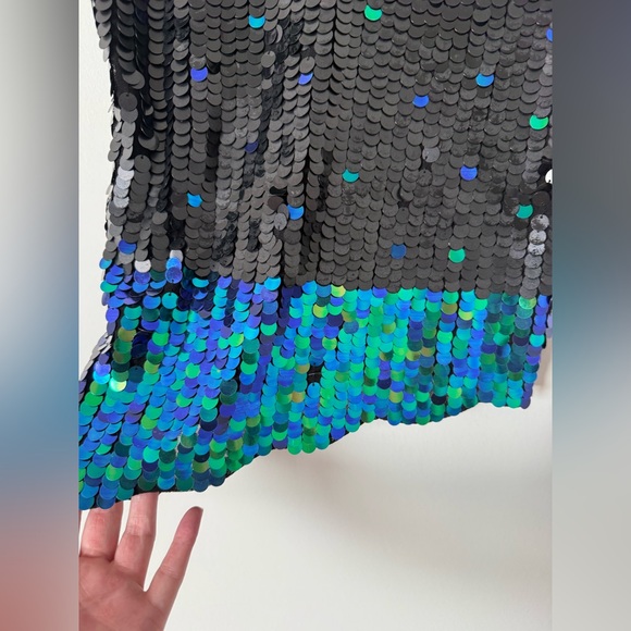 Vintage Y2K Disc Sequin Ombré Asymmetrical McBling Girlhood Core Top - Picture 3 of 17